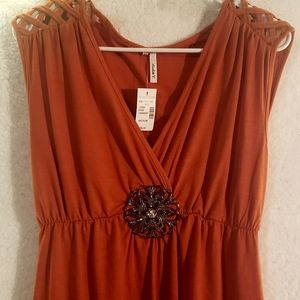 Orange Maurice's Top with metal Embelishment